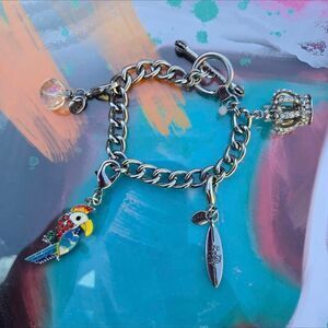 Juicy Couture Y2K "Life is Juicy" Silver Vintage Charm Bracelet
